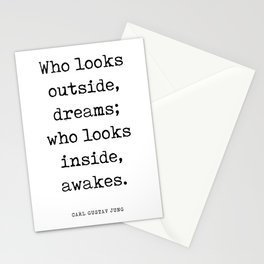 Who looks outside dreams - Carl Gustav Jung Quote - Literature - Typewriter Print 1 Stationery Card