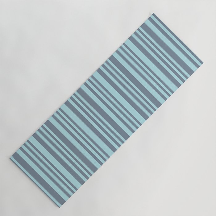Light Slate Gray and Powder Blue Colored Lines/Stripes Pattern Yoga Mat