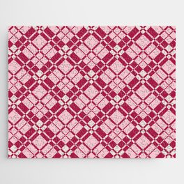 Red and pink gingham checked Jigsaw Puzzle