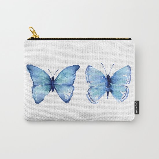 Two Blue Butterflies Watercolor Animals Insects Carry-All Pouch