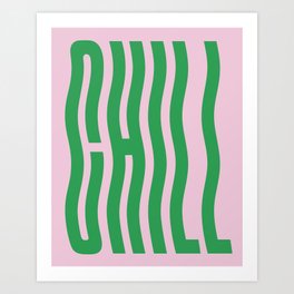 Chill Pink and Green Wavey Art Print