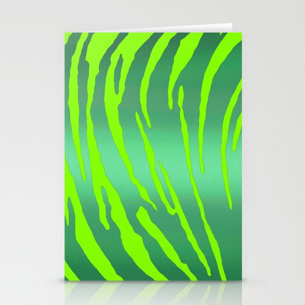 Metallic Tiger Stripes Greens Stationery Cards