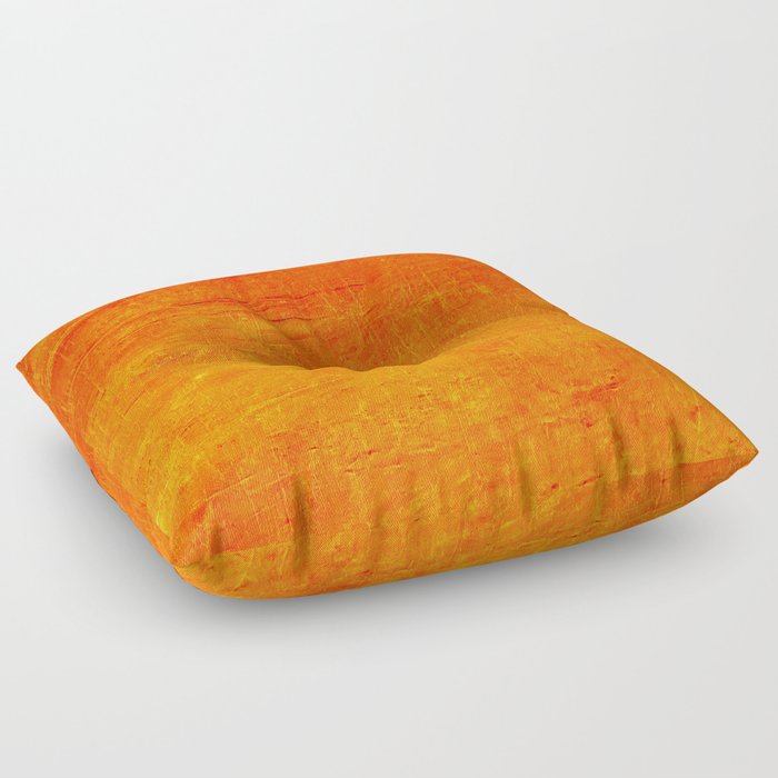 Orange Sunset Textured Acrylic Painting Floor Pillow