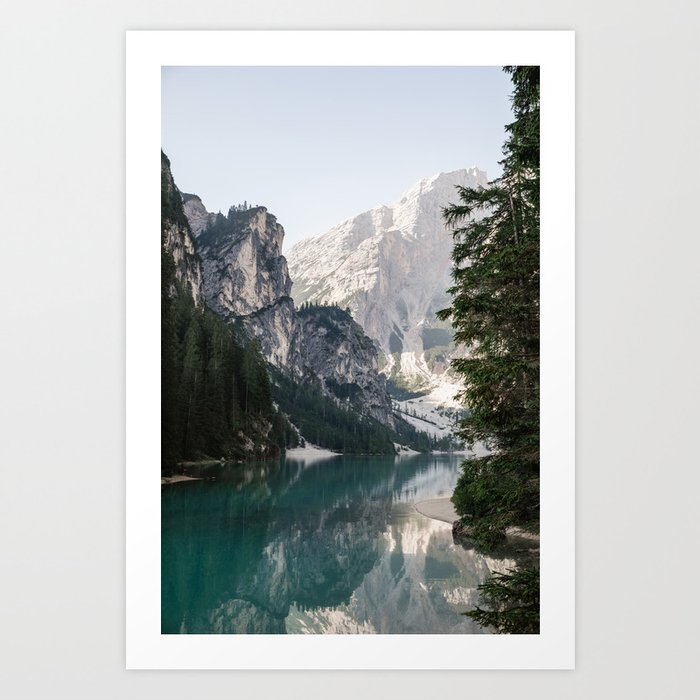 View at Lago di Braies Dolomites Italy  Art Print
