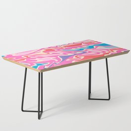 FLOW MARBLED ABSTRACT in FUCHSIA PINK, RED AND BLUE Coffee Table