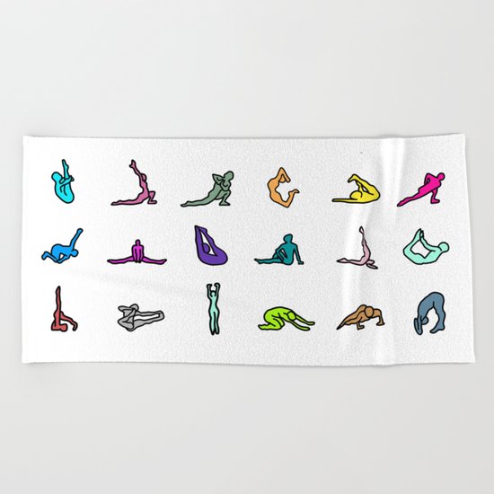 Rainbow Yoga Poses Beach Towel