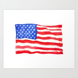 Watercolor American Flag Art Print