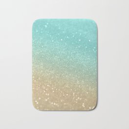 Sparkling Gold Aqua Teal Glitter Glam #1 (Faux Glitter) #shiny #decor #society6 Bath Mat