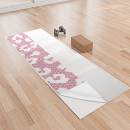 White Leopard Print Lace Horizontal Split on Blush Pink Yoga Towel