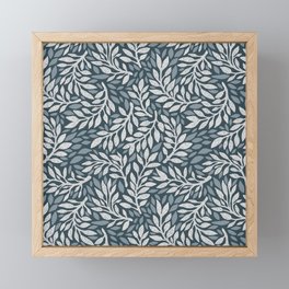 Blue Leaves Romantic Pattern Framed Mini Art Print