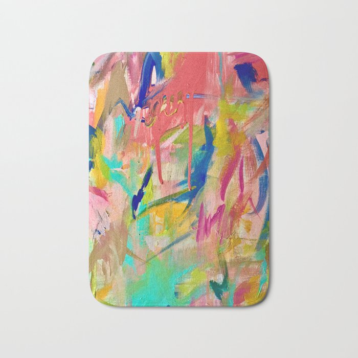 Wild Child: a colorful, vibrant abstract piece in neon and bold colors Bath Mat