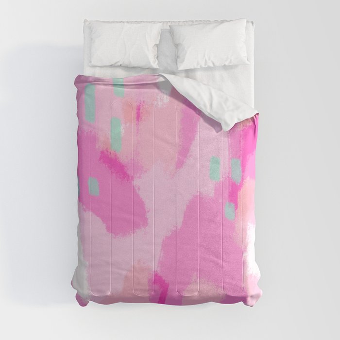 amelia - Pink Abstract Digital Painting Comforter