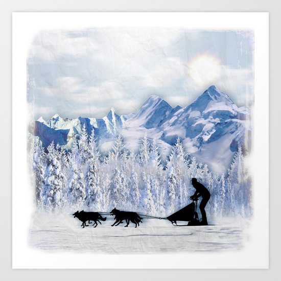 Dogsledding Art Print