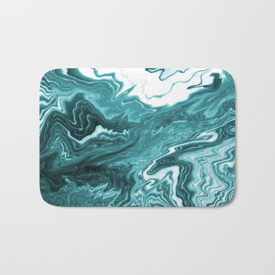 Yumiko - spilled ink painting abstract minimal ocean wave water sea monochromatic trendy hipster art Bath Mat
