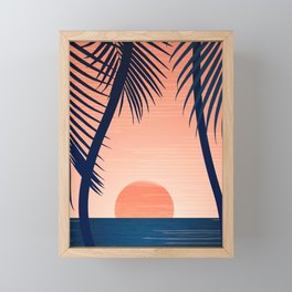Sunset Palms - Peach Navy Palette Framed Mini Art Print