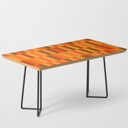 Long Blocks Retro Modern Minimalist Geometric Checked Pattern in 70s Orange and Brown Coffee Table