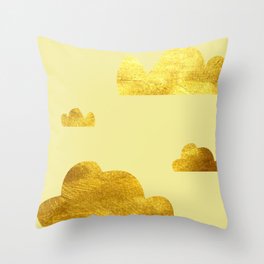 Gold clouds yellow Throw Pillow