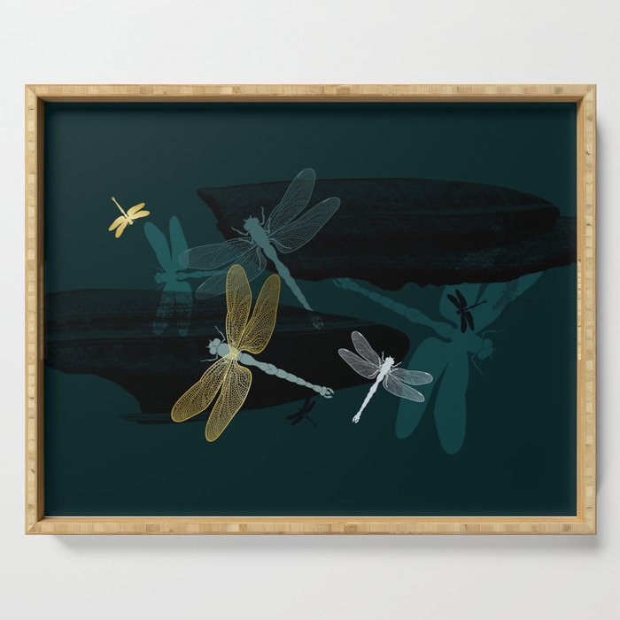 Midnight Dragonflies Serving Tray