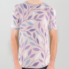 Pastel Leaves Forest All Over Graphic Tee