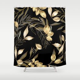 Seamless pattern with gold leaves Shower Curtain
