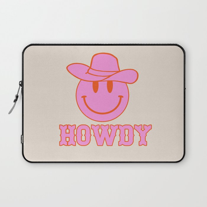 Happy Smiley Face Says Howdy - Western Aesthetic Laptop Sleeve