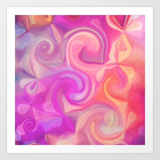 pink and orange swirls Art Print