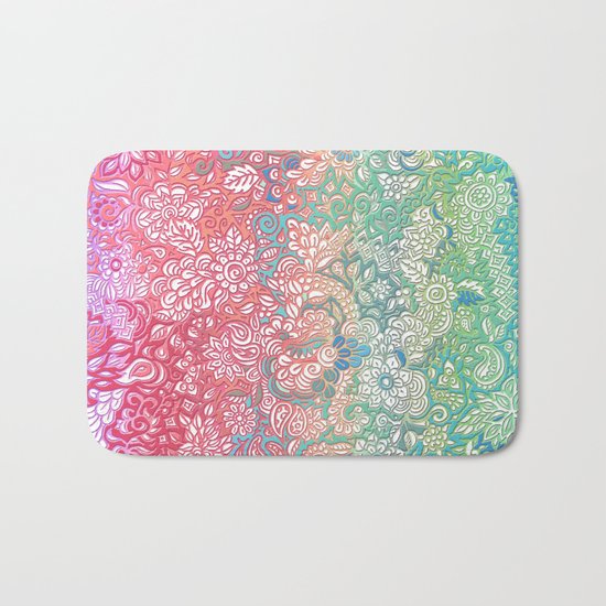 Soft Pastel Rainbow Doodle Bath Mat