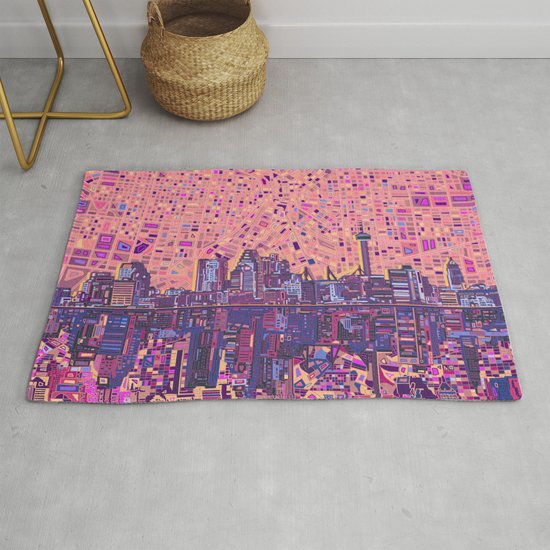San Antonio City Skyline Abstract 5 Rug By Bekimart Society6