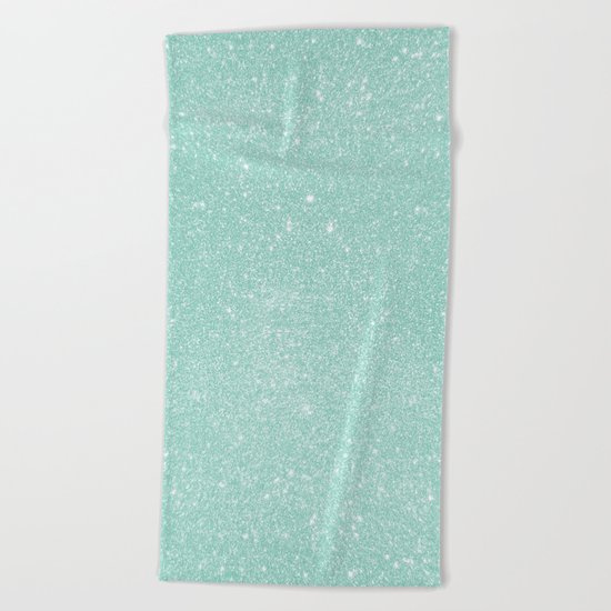 Pastel Turquoise Glitter Beach Towel