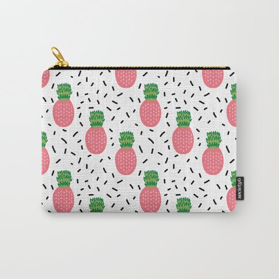 Pineapples dots black and white pattern tropical fruits print Carry-All Pouch