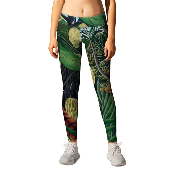 Fight between a Tiger and a Buffalo Henri Rousseau Leggings