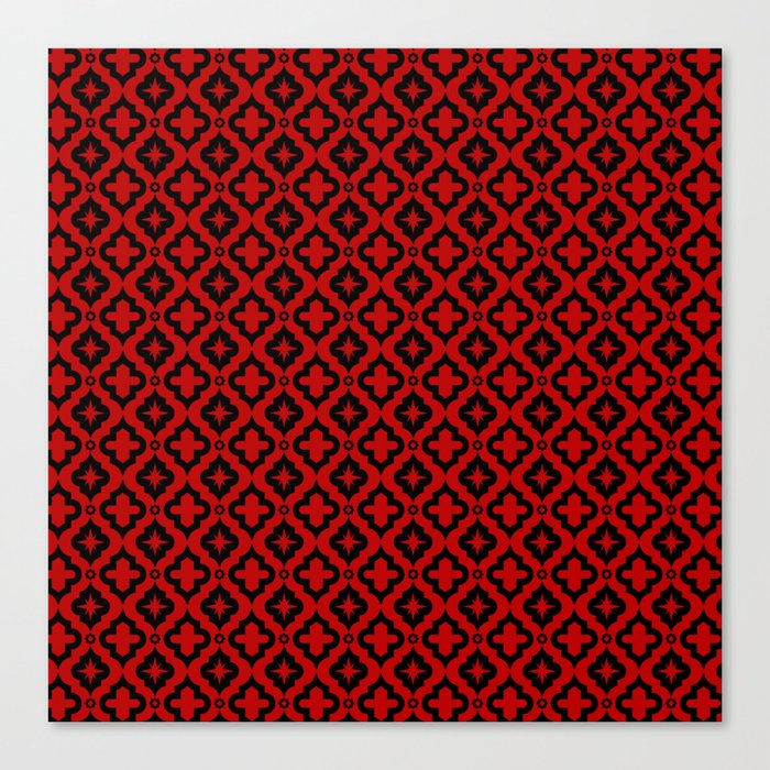 Red and Black Ornamental Arabic Pattern Canvas Print