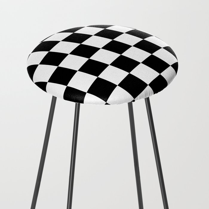 Black White Checker Checkerboard Checkers Counter Stool By