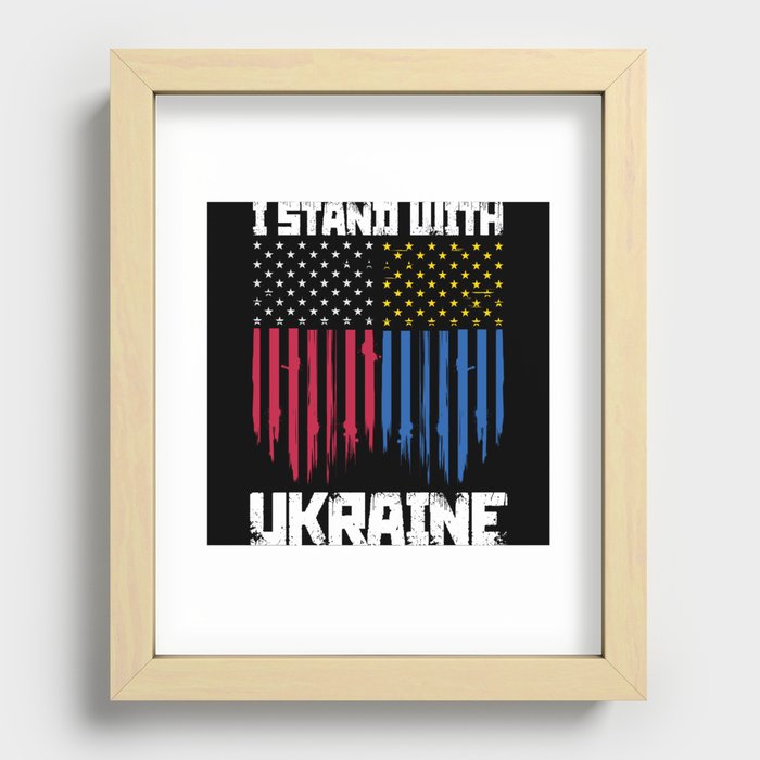 Stand for Ukraine US Banner Ukrainian colors Recessed Framed Print
