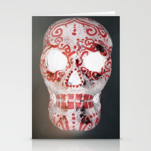 Red and White Sugar Skull Stationery Cards