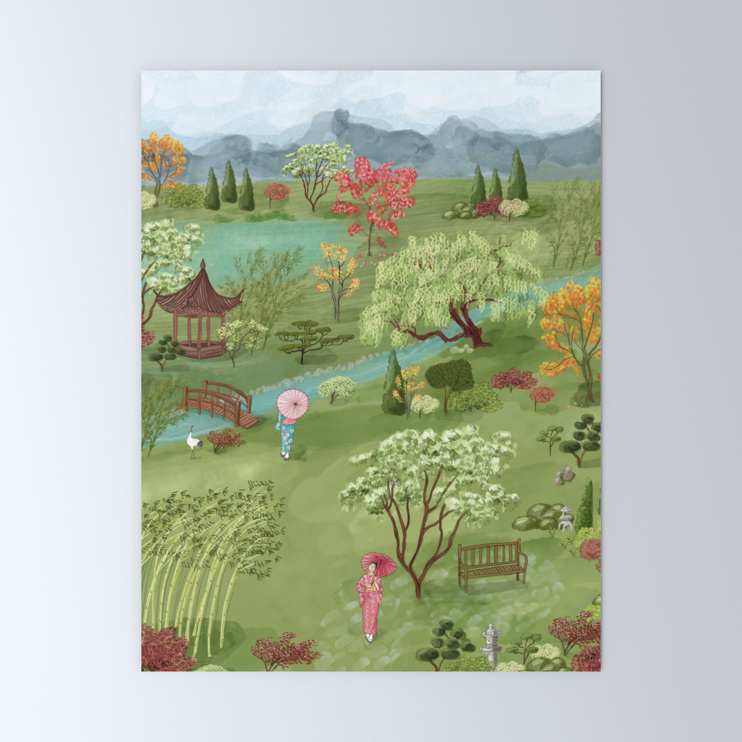 Wabi Sabi Japanese Garden Scene Mini Art Print By Valeriehamill