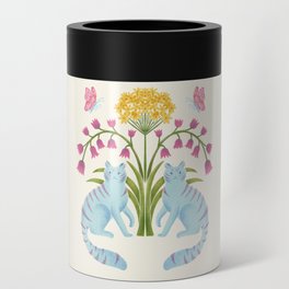 Fantastic Blue Cats & Flowers Can Cooler