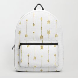 White And Gold Glitter Arrow Pattern Backpack