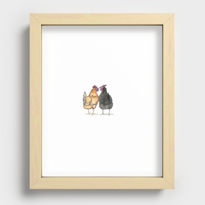Two Hens, Best Friends Recessed Framed Print