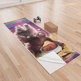 Space Cat Llama Sloth Riding Nachos Yoga Towel