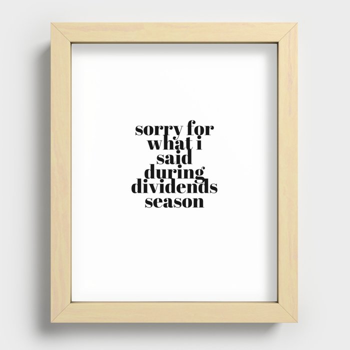 Dividends Season Recessed Framed Print