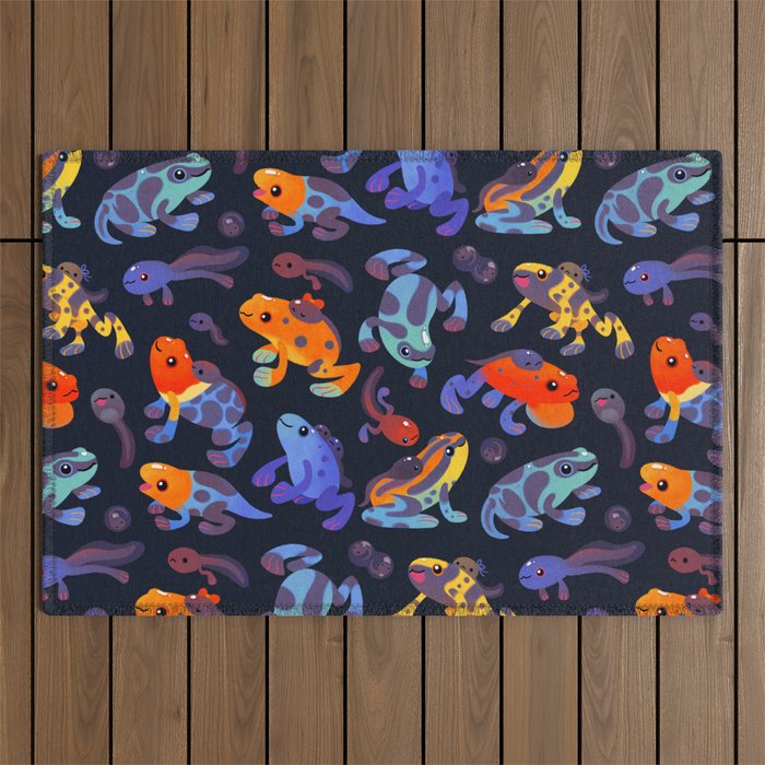 Poison dart frogs - dark Outdoor Rug