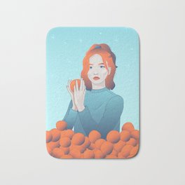 red-haired girl with Mandarins Bath Mat