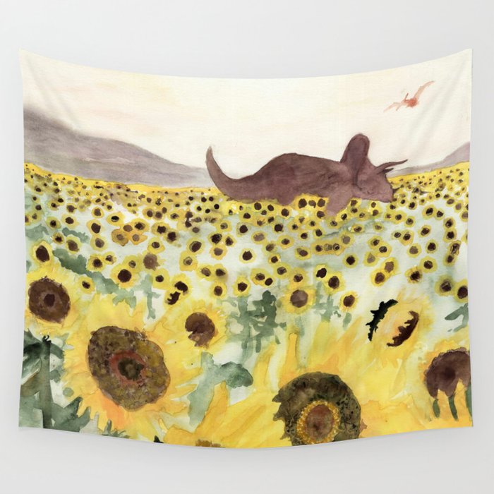 Cretaceous Period Sunflower Field Wall Tapestry