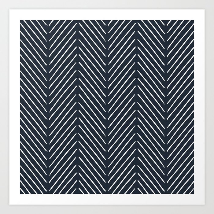 Diagonal Mudcloth Navy Art Print