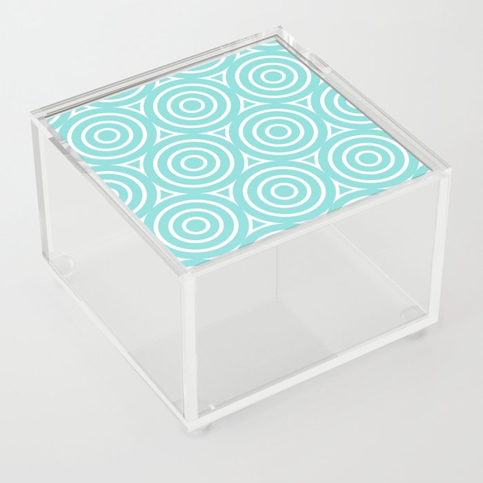 Retro Danish Modern 1970s Style Geometric Concentric Design 439 Aquamarine Acrylic Box