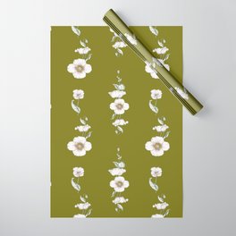 Vintage Cottage Pattern in Olive Green Wrapping Paper