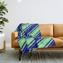 [ Thumbnail: Blue & Light Green Colored Lines Pattern Throw Blanket ]
