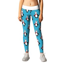 Hand painted cute red white Christmas penguin pattern Leggings | Penguin, Cute, White, Handpainted, Cutepenguin, Painting, Christmaspattern, Teal, Blackwhite, Christmashat 