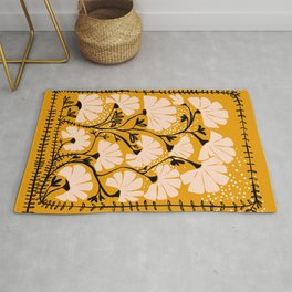 Ever blooming good vibes mustard yellow Area & Throw Rug